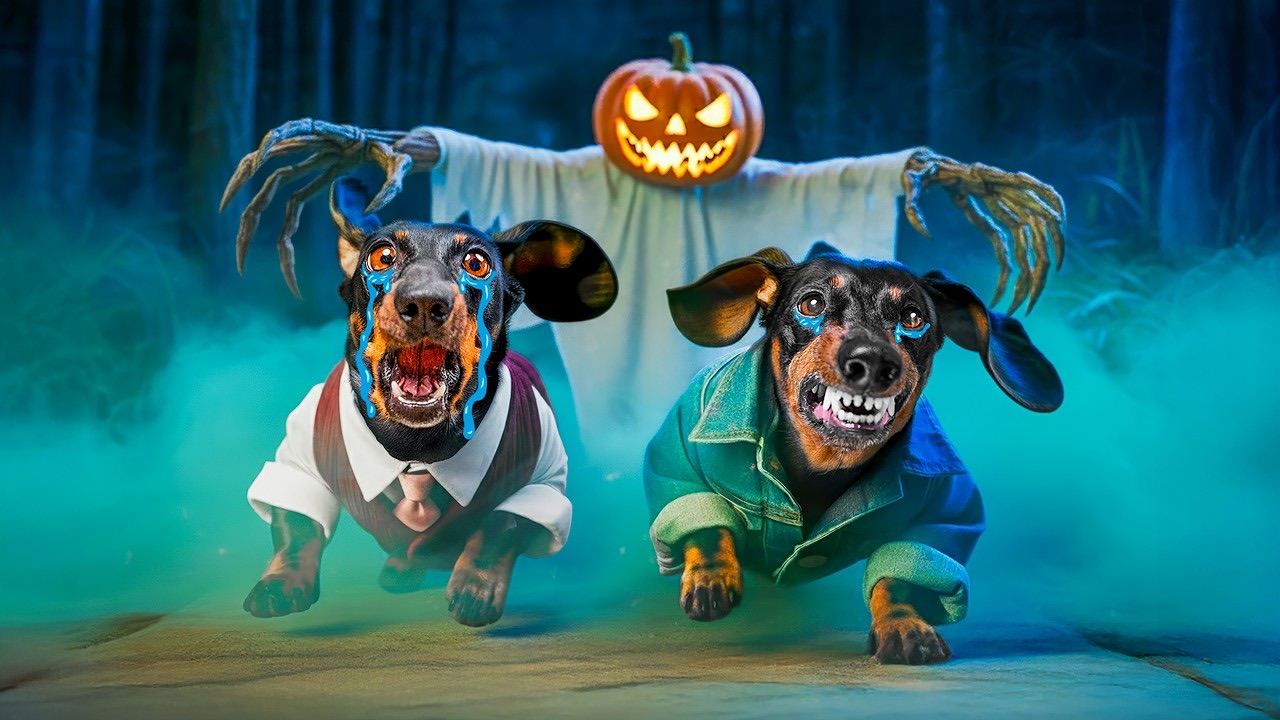 Can These Dachshunds Survive a Pumpkin Ghost Attack?